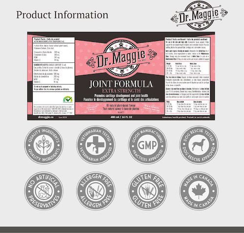 Show full view: Dr. Maggie Joint Formula Liquid Supplement for Dogs & Cats, 480-mL bottle slide 4 of 7