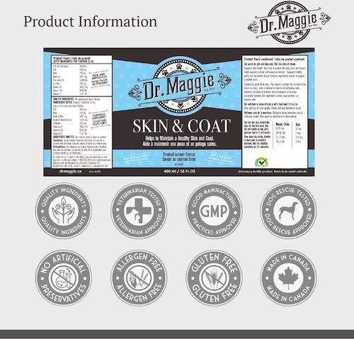 Show full view: Dr. Maggie Skin & Coat Liquid Supplement for Dogs & Cats, 480-mL bottle slide 4 of 6