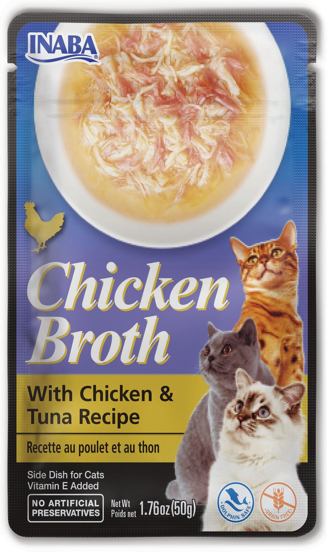 Inaba Chicken Broth Chicken Tuna Recipe Lickable Cat Treats 1.76 oz pouch