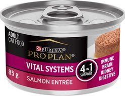 Purina Pro Plan Vital Systems Salmon Entree Wet Cat Food, 85-g can, case of 24