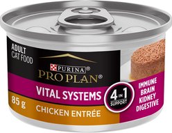 Purina Pro Plan Vital Systems Chicken Entree Wet Cat Food, 85-g can, case of 24
