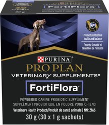 Purina Pro Plan Veterinary Supplements FortiFlora Powdered Probiotic Supplement for Dogs, 1-g sachet, case of 30