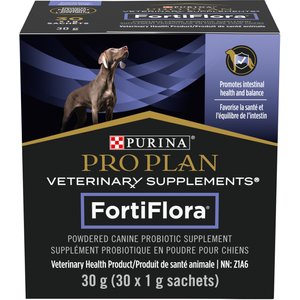 Purina Pro Plan Veterinary Supplements FortiFlora Powdered Probiotic Supplement for Dogs, 1-g sachet, case of 30