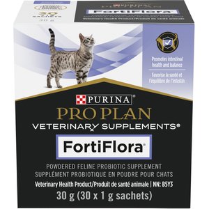 Purina Pro Plan Veterinary Supplements FortiFlora Powdered Probiotic Supplement for Cats, 1-g sachet, case of 30