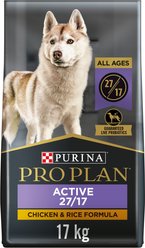 Purina Pro Plan Sport Active 27/17 Chicken & Rice Formula Dry Dog Food, 17-kg bag
