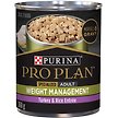 Show in main carousel: Purina Pro Plan Weight Management Turkey & Rice Entree Morsels in Gravy Wet Dog Food, 368-g can, case of 12 slide 1 of 11