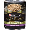 Purina Pro Plan Specialized Weight Management Turkey & Rice Entree Morsels in Gravy Wet Dog Food, 368-g can, case of 12
