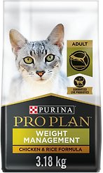 Purina Pro Plan Weight Management Chicken & Rice Formula Dry Cat Food, 3.18-kg bag