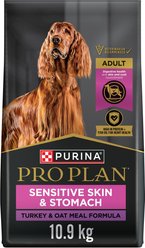 Purina Pro Plan Sensitive Skin & Stomach Turkey & Oatmeal Formula Dry Dog Food, 10.9-kg bag