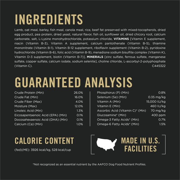 Show full view: Purina Pro Plan Sensitive Skin & Stomach Lamb & Oatmeal Formula Dry Dog Food, 10.9-kg bag slide 9 of 11