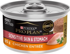 Purina Pro Plan Sensitive Skin & Stomach Chicken Entree Wet Cat Food, 85-g can, case of 24