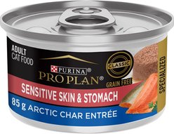 Purina Pro Plan Sensitive Skin & Stomach Arctic Char Entree Wet Cat Food, 85-g can, case of 24