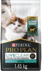 Purina Pro Plan LiveClear Kitten Chicken & Rice Formula Dry Cat Food, 1.45-kg bag