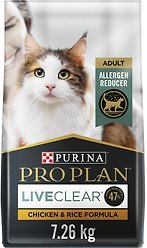 Purina Pro Plan LiveClear Chicken & Rice Formula Dry Cat Food, 7.26-kg bag