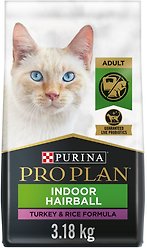 Purina Pro Plan Indoor Hairball Turkey & Rice Formula Dry Cat Food, 3.18-kg bag