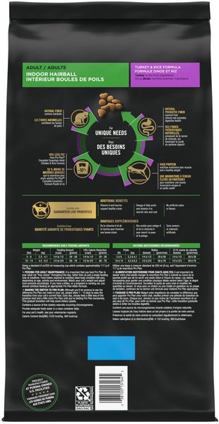 Show full view: Purina Pro Plan Indoor Hairball Turkey & Rice Formula Dry Cat Food, 3.18-kg bag slide 3 of 11
