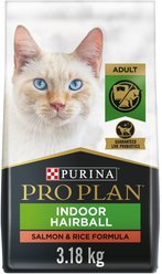 Purina Pro Plan Indoor Hairball Salmon & Rice Formula Dry Cat Food, 3.18-kg bag