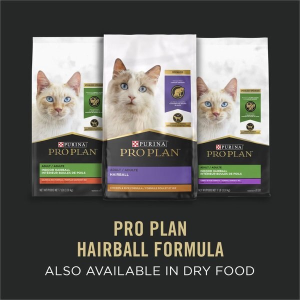 Show full view: Purina Pro Plan Hairball Ocean Whitefish & Tuna Entree Wet Cat Food, 85-g can, case of 24 slide 7 of 10