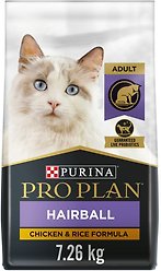Purina Pro Plan Hairball Chicken & Rice Formula Dry Cat Food, 7.26-kg bag