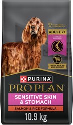 Purina Pro Plan Senior Sensitive Skin & Stomach Adult 7+ Salmon & Rice Formula Dry Dog Food, 10.9-kg bag