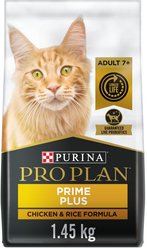 Purina Pro Plan Senior Prime Plus Chicken & Rice Formula Dry Cat Food, 1.45-kg bag