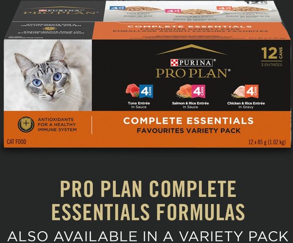 Show full view: Purina Pro Plan Complete Essentials White Meat Chicken & Vegetables Entree Wet Cat Food, 85-g can, case of 24 slide 7 of 11