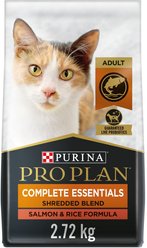 Purina Pro Plan Complete Essentials Shredded Blend Salmon & Rice Formula Dry Cat Food, 2.72-kg bag