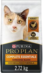 Purina Pro Plan Complete Essentials Shredded Blend Chicken & Rice Formula Dry Cat Food, 2.72-kg bag