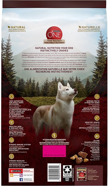Show full view: Purina ONE True Instinct Turkey & Venison Dry Dog Food, 1.72-kg bag slide 3 of 11