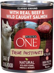 Purina ONE True Instinct Classic Ground Beef & Wild-Caught Salmon Wet Dog Food, 368-g can, case of 12