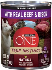 Purina ONE True Instinct Classic Ground Beef & Bison Wet Dog Food, 368-g can, case of 12