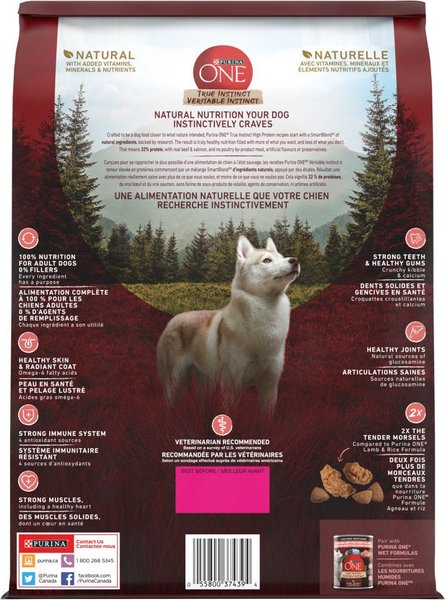 Show full view: Purina ONE True Instinct Beef & Salmon Dry Dog Food, 1.72-kg bag slide 3 of 10