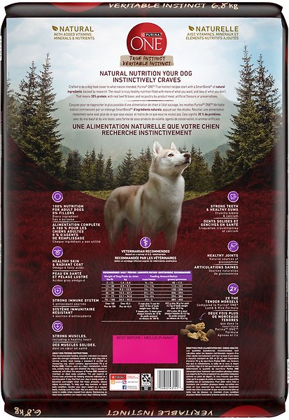 Show full view: Purina ONE True Instinct Beef & Bison Dry Dog Food, 6.8-kg bag slide 3 of 9