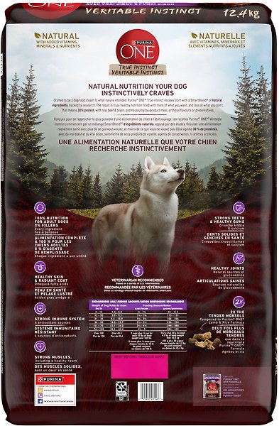 Show full view: Purina ONE True Instinct Beef & Bison Dry Dog Food, 12.4-kg bag slide 3 of 9