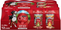 Purina ONE SmartBlend Tender Cuts in Gravy Variety Pack Chicken & Lamb Wet Dog Food, 368-g can, case of 12