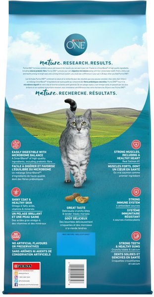 Show full view: Purina ONE Salmon & Rice Dry Cat Food, 3-kg bag slide 3 of 10