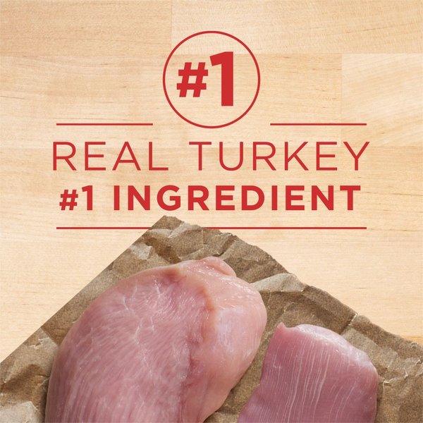 Show full view: Purina ONE Plus+ Healthy Aging 7+ Classic Ground Turkey & Barley Entree Wet Dog Food, 368-g can, case of 12 slide 5 of 12