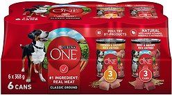 Purina ONE Classic Ground Variety Pack Chicken & Beef Wet Dog Food, 368-g, case of 6