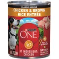 Purina ONE Classic Ground Chicken & Brown Rice Entree Wet Dog Food, 368-g can, case of 12
