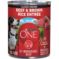 Purina ONE Classic Ground Beef & Brown Rice Entree Wet Dog Food, 368-g can, case of 12