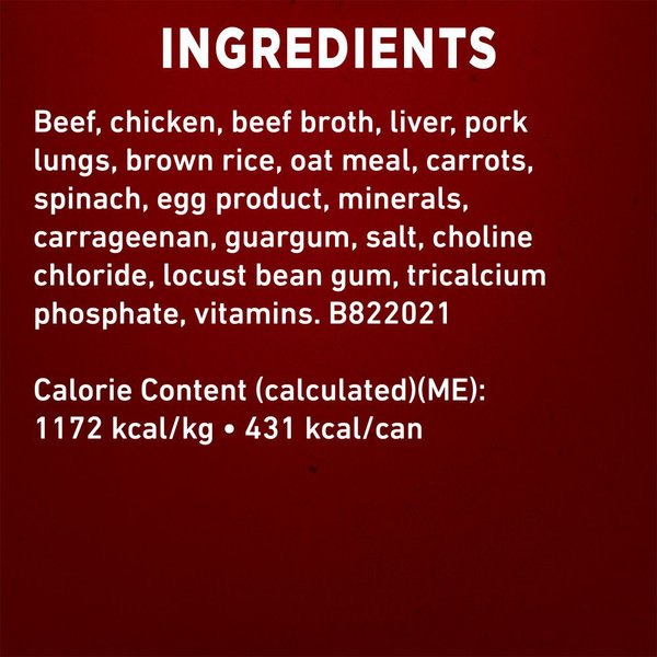 Show full view: Purina ONE Classic Ground Beef & Brown Rice Entree Wet Dog Food, 368-g can, case of 12 slide 8 of 10