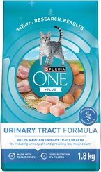 Purina ONE +Plus Urinary Tract Formula Chicken Dry Cat Food, 1.8-kg bag