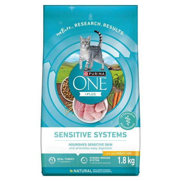 PURINA ONE Plus Sensitive Systems Turkey Dry Cat Food 1.8 kg bag