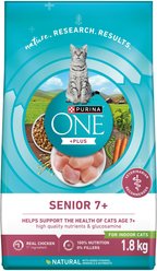 Purina ONE +Plus Senior 7+ Chicken Dry Cat Food, 1.8-kg bag