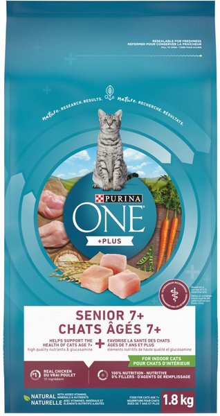 PURINA ONE Plus Senior 7 Chicken Dry Cat Food 1.8 kg bag