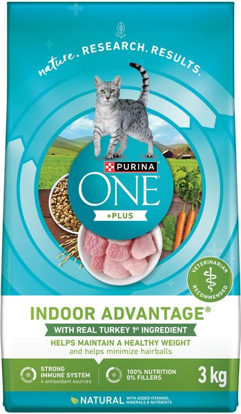 PURINA ONE +Plus Indoor Advantage Turkey Dry Cat Food, 3-kg bag