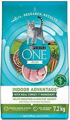 Purina ONE +Plus Indoor Advantage Turkey Dry Cat Food, 7.2-kg bag