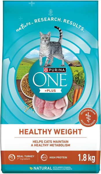 PURINA ONE Plus Healthy Weight Turkey Dry Cat Food 1.8 kg bag