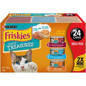 Friskies Tasty Treasures Variety Pack Wet Cat Food, 156-g can, case of 24