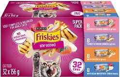 Friskies Shredded Variety Pack Wet Cat Food, 156-g can, case of 32